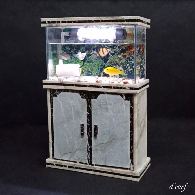 Aquarium Mini A17 Fullset, Aquarium, Lemari, lampu led, Batu/pasir hias, background aquarium, aquari