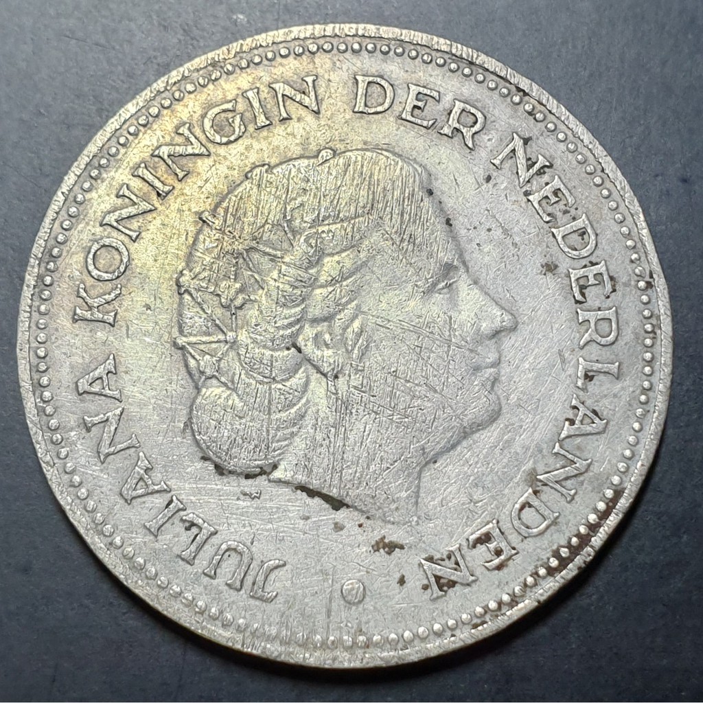 Koin Perak Belanda Ukuran Besar 10 Gulden Juliana 1970 VF Bekas