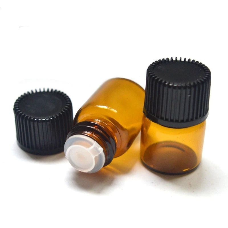 Botol Kaca Amber Mini Portable Holder Essential Oil 1ml Dengan Tutup Putar