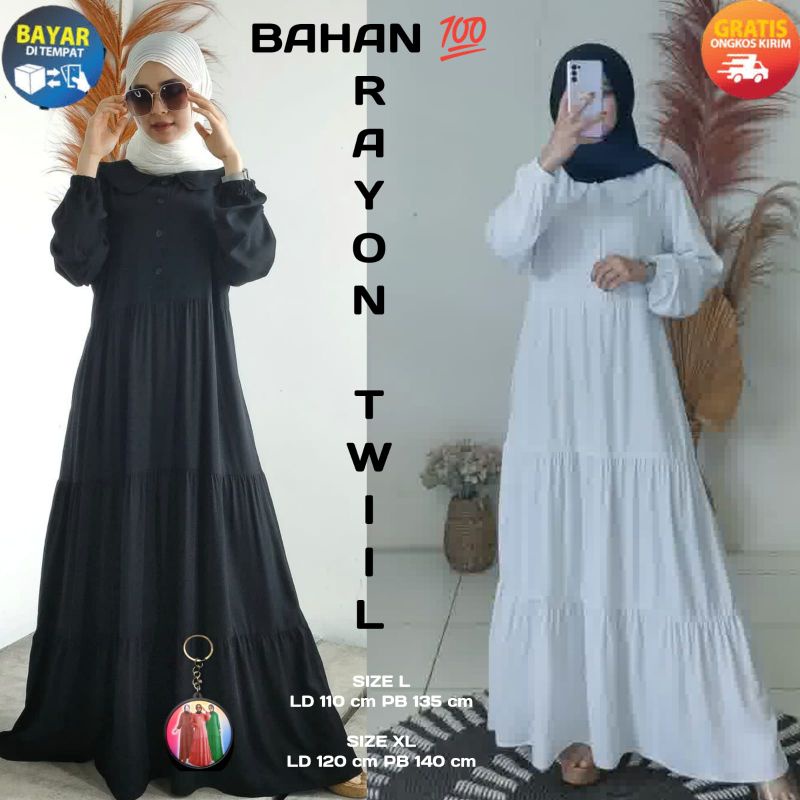 Gamis Dress Muslim Polos Bahan  Rayon TWIIL Gamis Polos Dress Polos  Dress Busuy  Homey dress Jumbo 