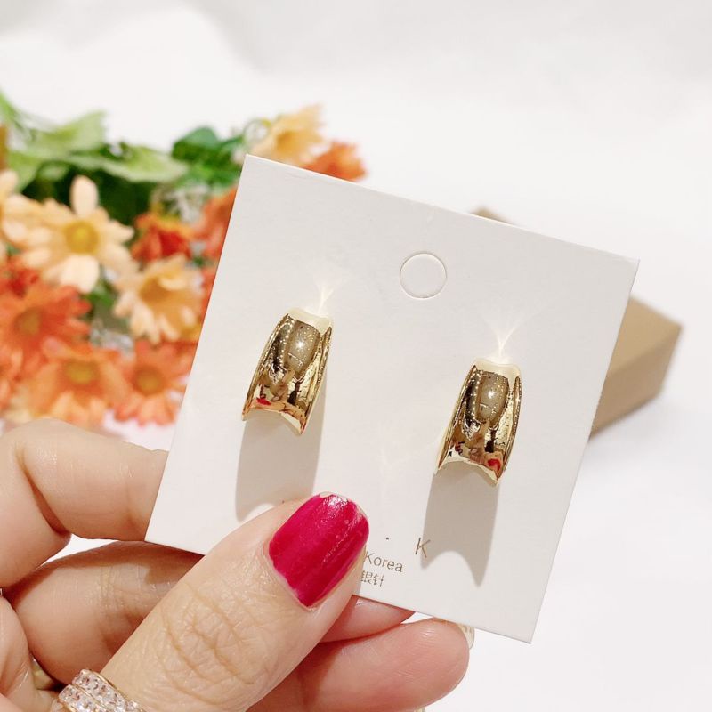 Anting Premium Quality Channel Gold tidak karatan Anting Branded Band Import Lapis Silver925 perak platgold Ts04