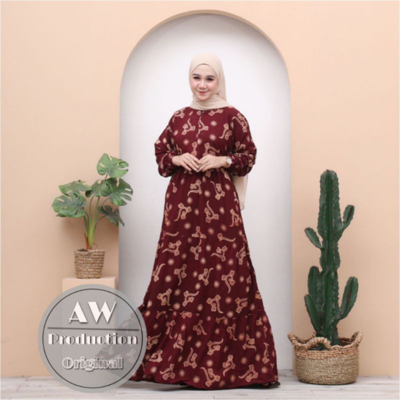 GAMIS RAYON PREMIUM MOTIF BUSUI BUMIL KEKINIAN DRESS WANITA BATIK PEKALONGAN TERMURAH