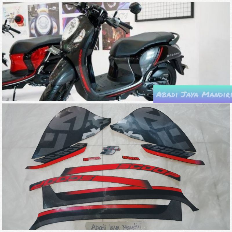 Striping Lis Stiker body ORI Honda Scoopy 2021 hitam Fullset asli Honda