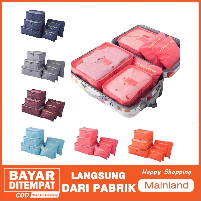 Mainland Travelling Bag 6 in 1 Praktis Organizer Pouch Set Original Tas Penyimpanan Travel TTB01