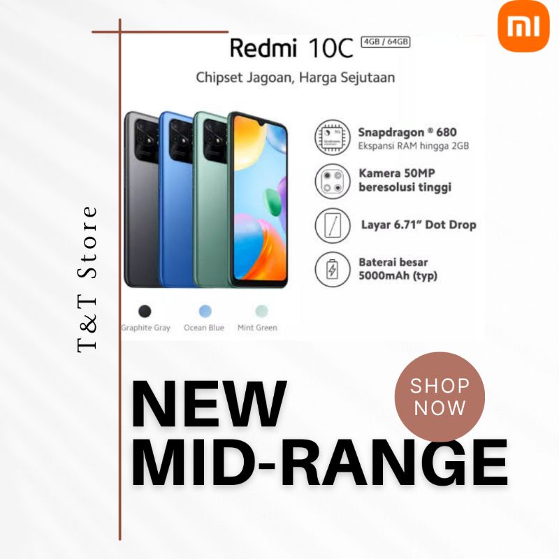 REDMI 10C 4/64,4/128 GARANSI TAM