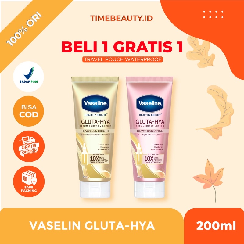 Vaseline Healthy Bright​ Gluta-Hya Serum Burst UV Dewy Radiance Flawless Bright Lotion 200ML