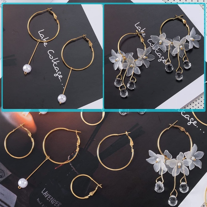 96pcs Anting Hoops Bentuk Bulat Bahan Alloy Hypoallergenic
