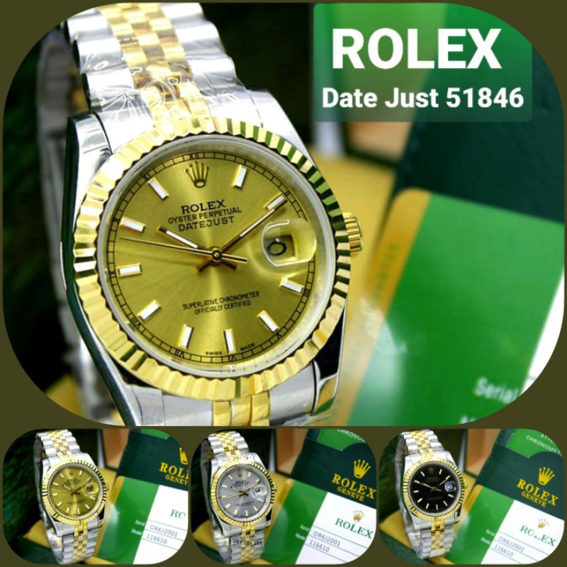 Jam Tangan Wanita ROLEX Date Just 51846 Automatic Waterproof Super Platinum