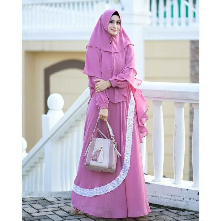 Gamis Zavania Syari + Khimar /Gamis Syari/pakaian/Balotelli/gamis/Baju Murah/Wolfis/Gamis Pesta
