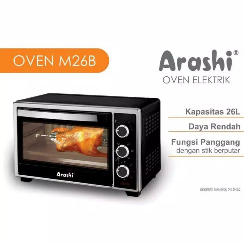 Oven Listrik Low Watt 300 - 600 Watt 26 Liter M26B Arashi