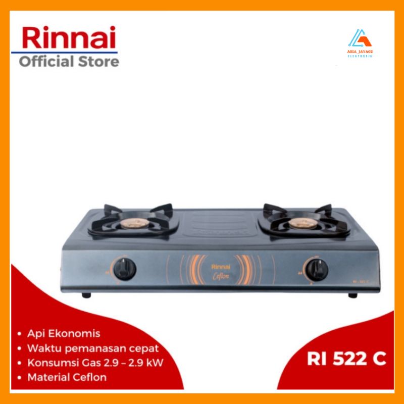 RINNAI Kompor Gas 2 Tungku  RI 522 C Garansi Resmi