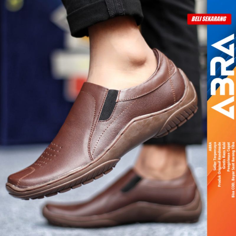 Sepatu Formal Pria Casual Kulit Asli Pantofel Kerja Hitam ABRA BADIL