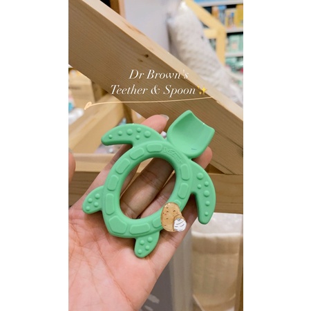 Dr.Brown's Silicone Starter Spoon Teether Turtle - Sendok &amp; Gigitan Bayi