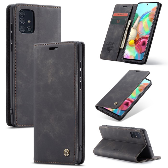 SAMSUNG A71 A51 A52S A52 A72 4G 5G - LEATHER FLIP WALLET CASE DOMPET MAGNETIC COVER