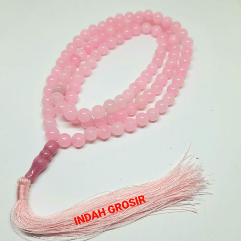 TASBIH BATU ROSE QUARTZ 8MM 99BUTIR ATAU 33BUTIR  ORIGINAL