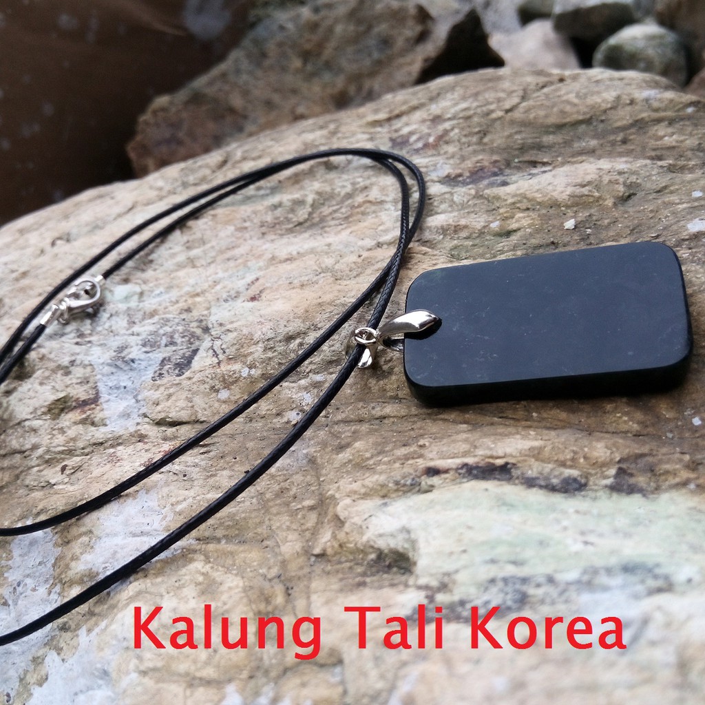 Kalung Liontin Giok  Black Jade Aceh Terapi Model Army