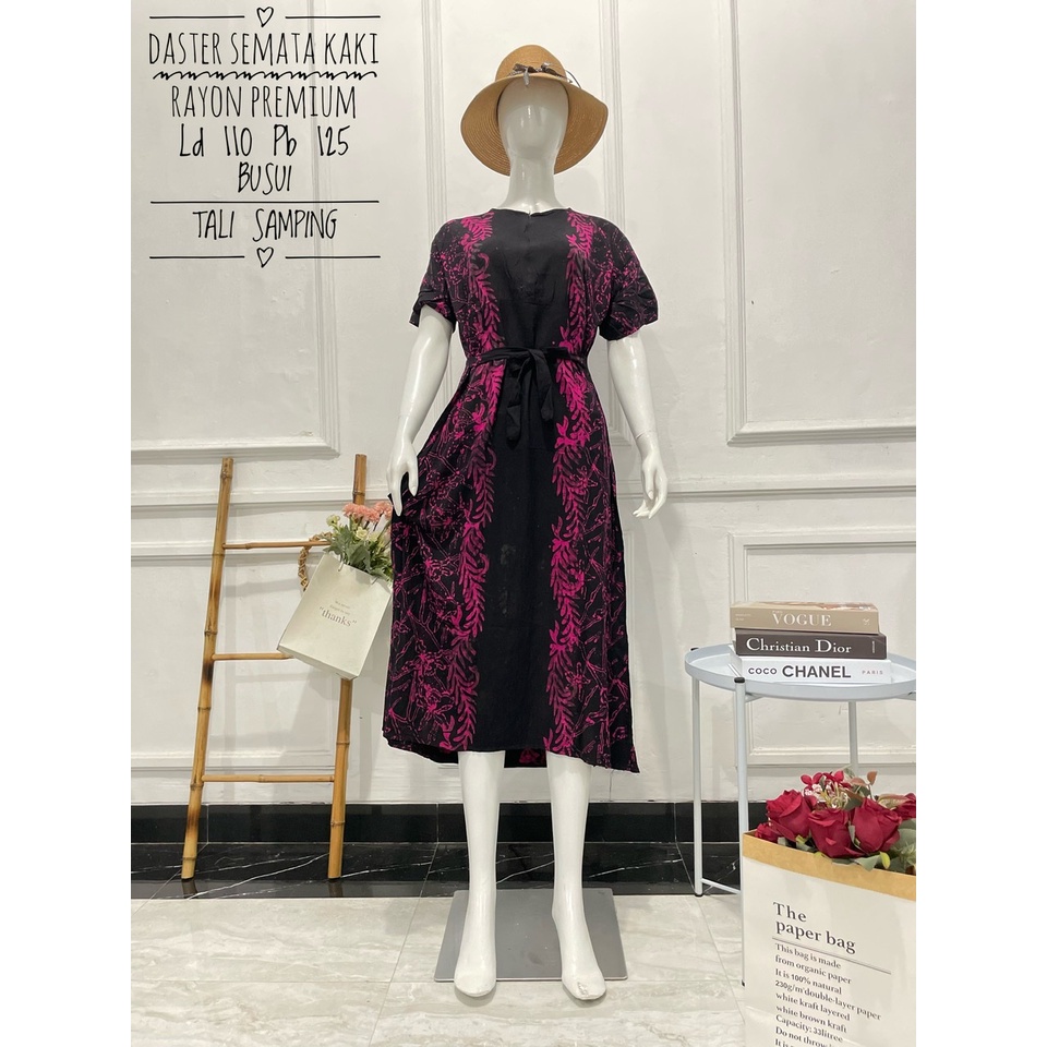 Hot Sale ! Daster Long Semata Kaki abstrak cap - Daster Twill Rayon - Daster Jumbo lengan pendek - Daster Batik Usman kekinian-1