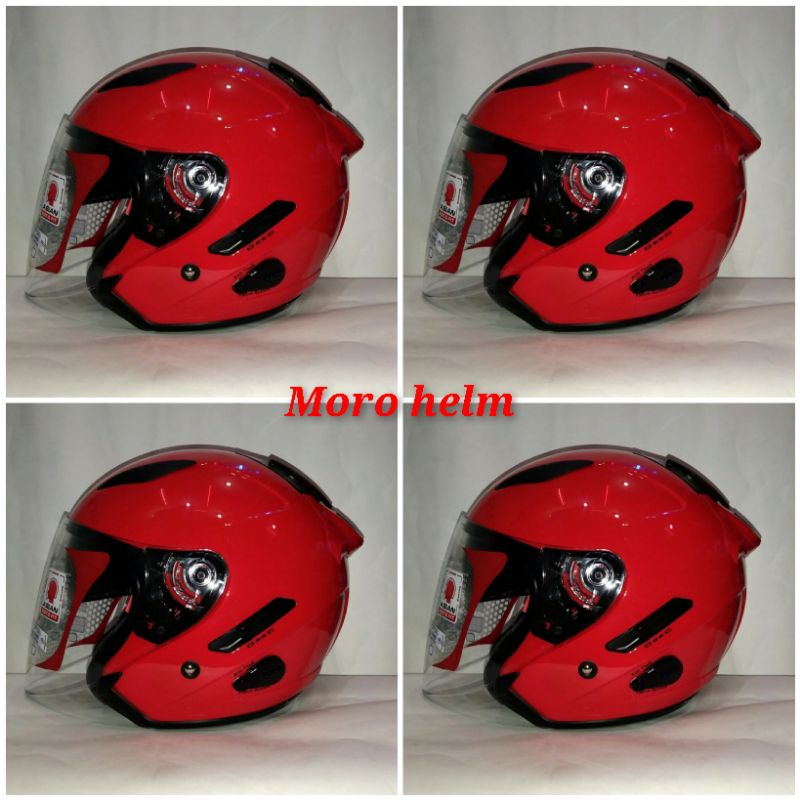 helm kyt galaxy slide flat R double visor flat solid red