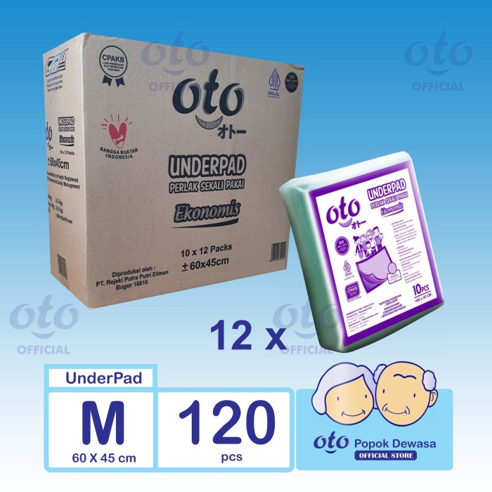 ✨COD✨ OTO Under Pad Underpad PerlakAlas Sekali Pakai isi 10pcs x 12 pack - 60x45cm(M)
