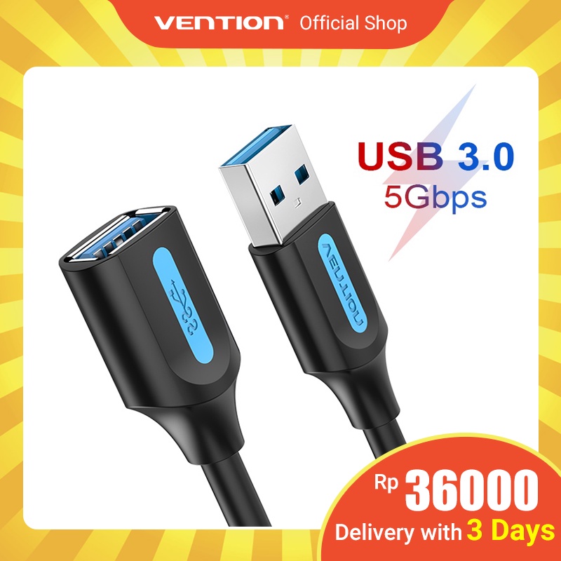 Vention Kabel Extension Usb 3.0 male to female Kecepatan Tinggi 5gbps Untuk Laptop/Pc