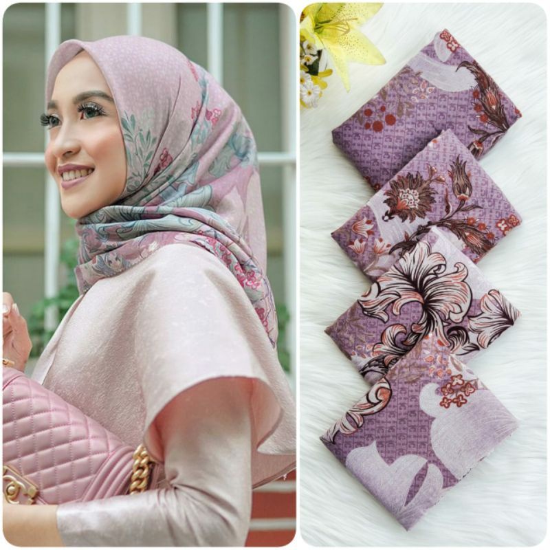 Jual Hijab Segi Empat Voal Motif Bunga Lavender Kerudung Jilbab Murah Shopee Indonesia 9856