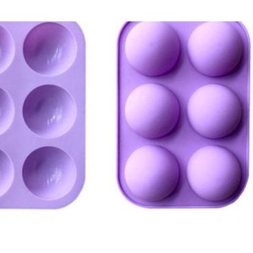 ➾ Cetakan silikon setengah lingkaran 6 lubang / Dome Silicone mold - Random / Acak ➱