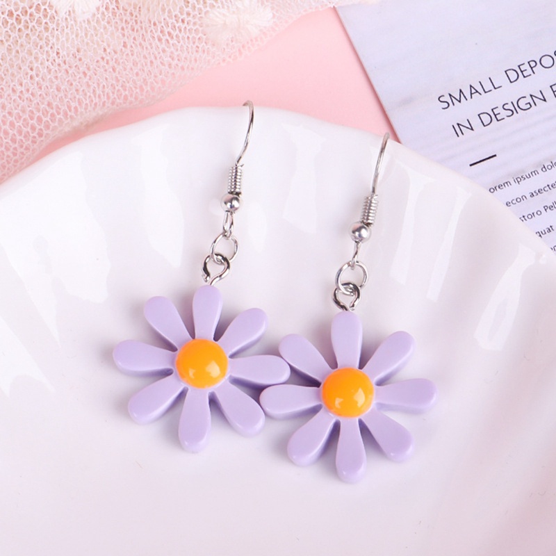 Anting Menjuntai Desain Bunga Matahari Daisy Bahan Akrilik Resin Gaya Korea Untuk Wanita