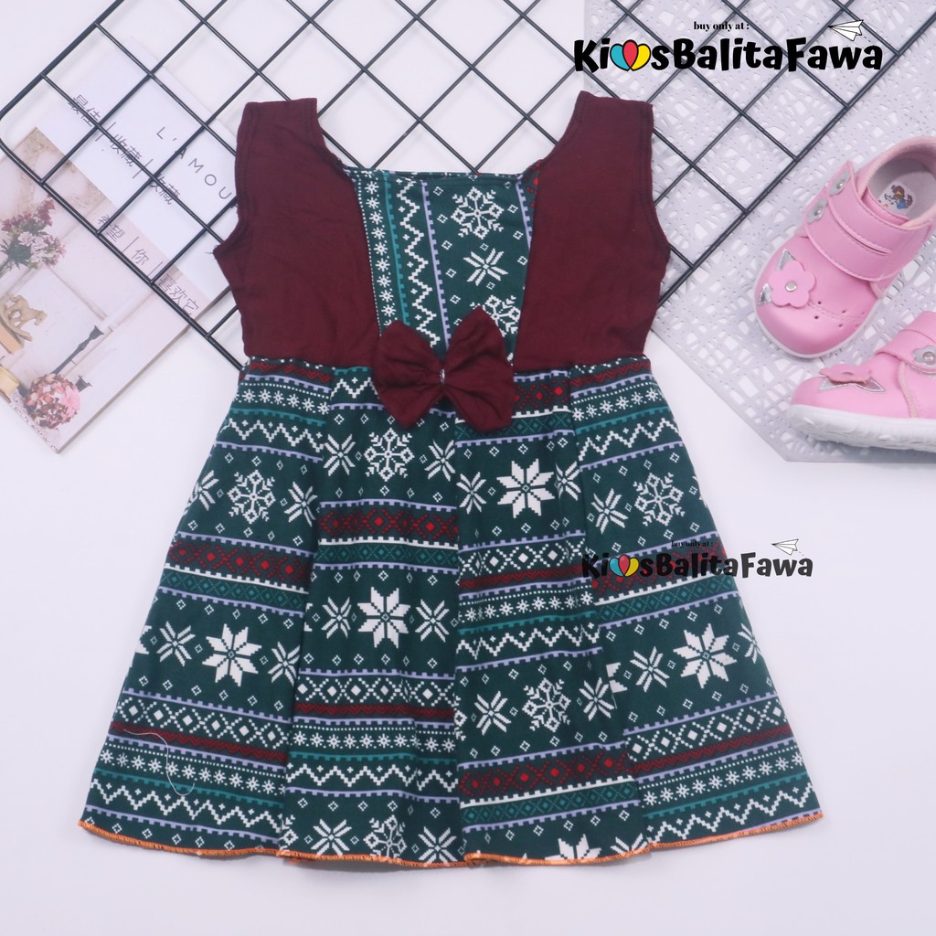 [NATAL] Dress Clairine Bayi - 4 Tahun / Pakaian Bayi Kensi Baju Motif Christmast Dres Anak Perempuan