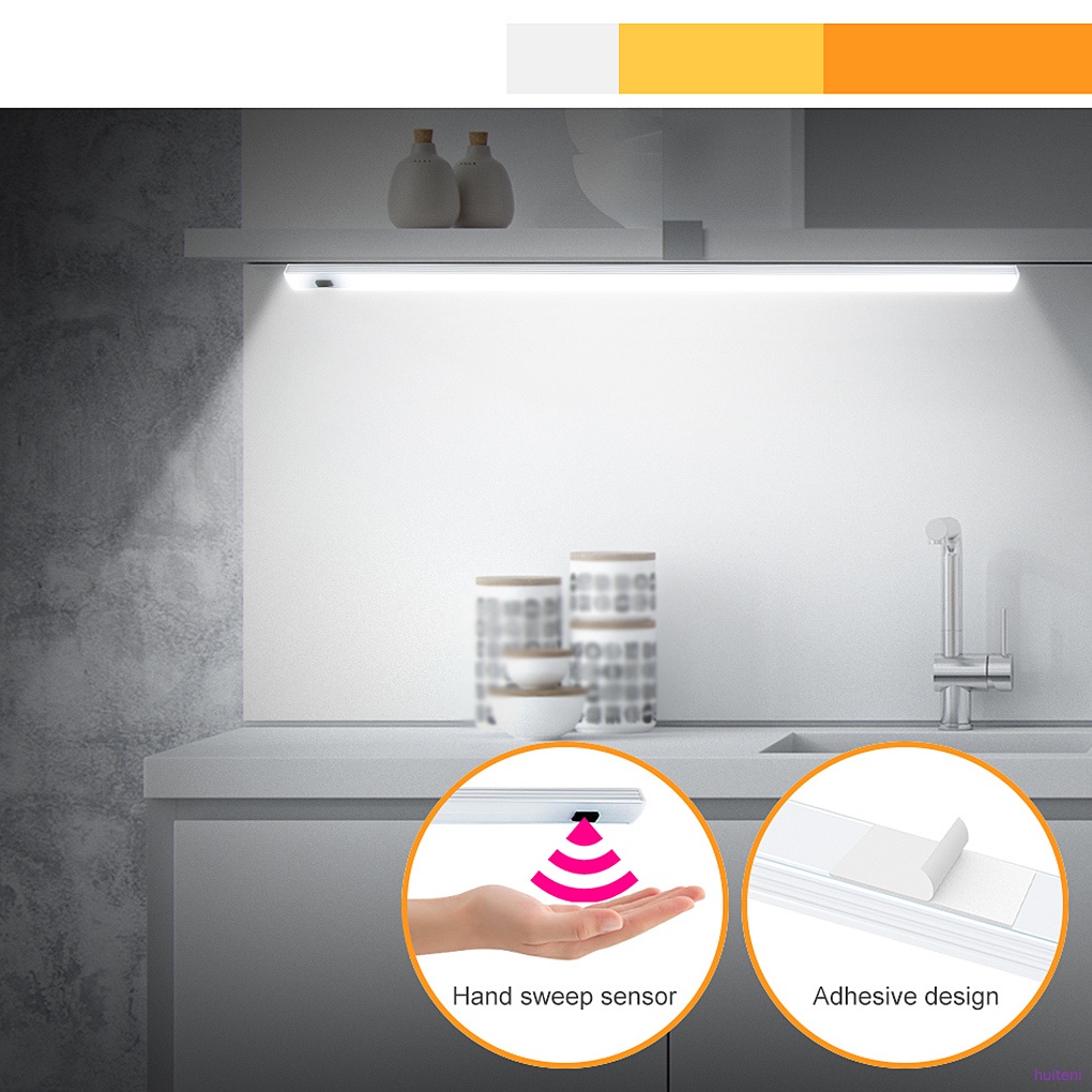 Under Cabinet Light Bar LED 4000K Closet Strip Light USB Sensor Adjustable Wardrobe Lamp, White, 20cm huiteni.id