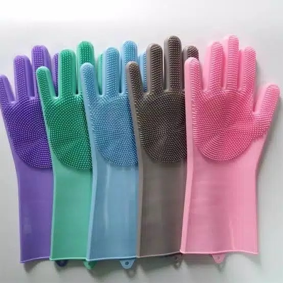 HS-0098 Sarung Tangan Cuci Piring Silikon Serbaguna Tebal Tahan Panas - Silicone Cleaning Gloves