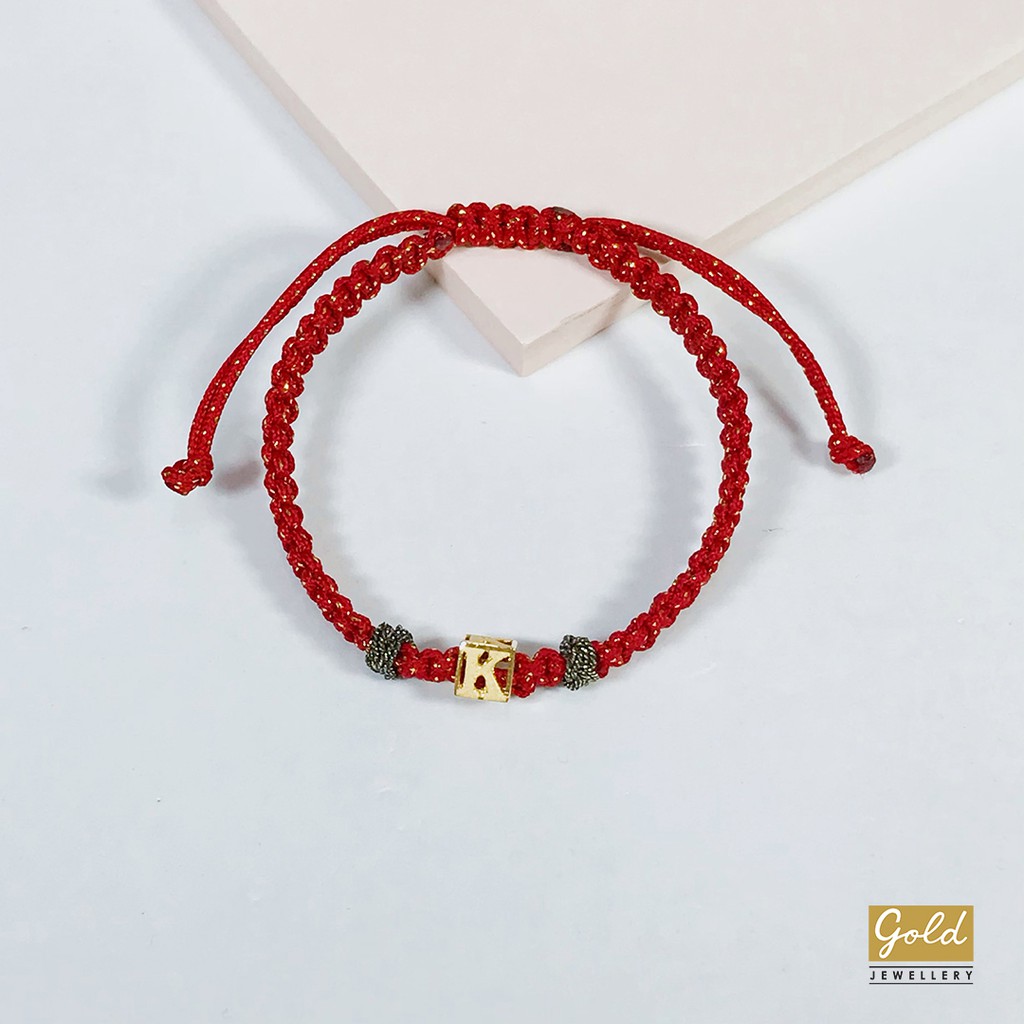 Gelang tali emas kuning kadar 700 70% inisial K tali gpg merah gold