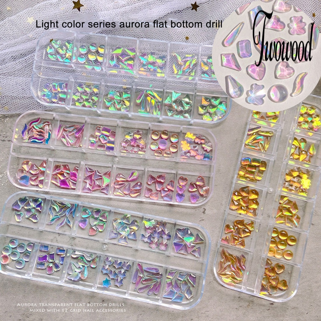 1 Kotak 12 Grids Glitter Bahan Resin Untuk Dekorasi Manicure