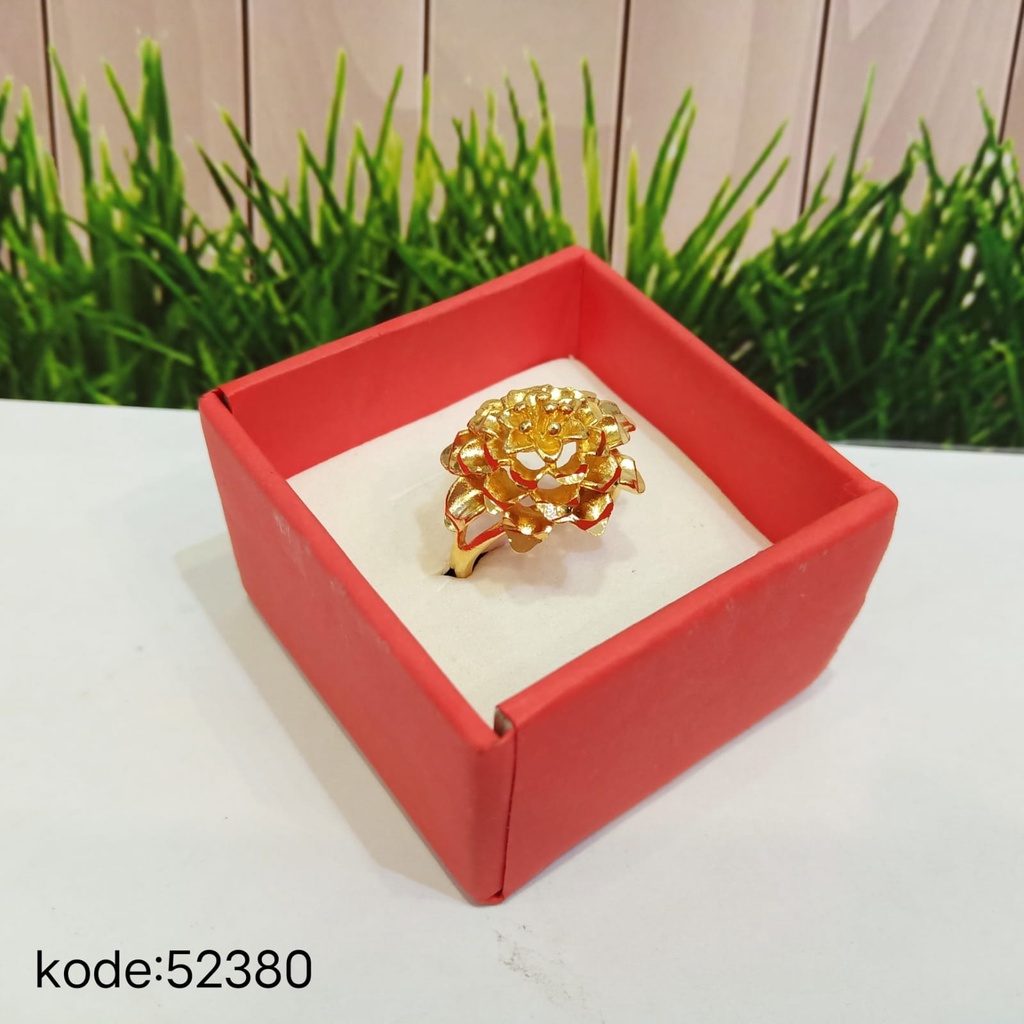 Cincin Titanium Lapis Emas 24karat Cincin Bunga Emas Bankok Kuning