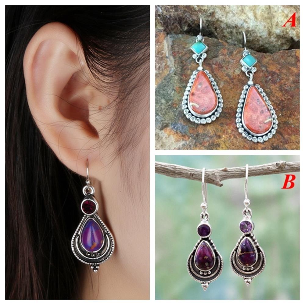 R-flower 1pasang Anting Pirus Etnik Boho Vintage Kait