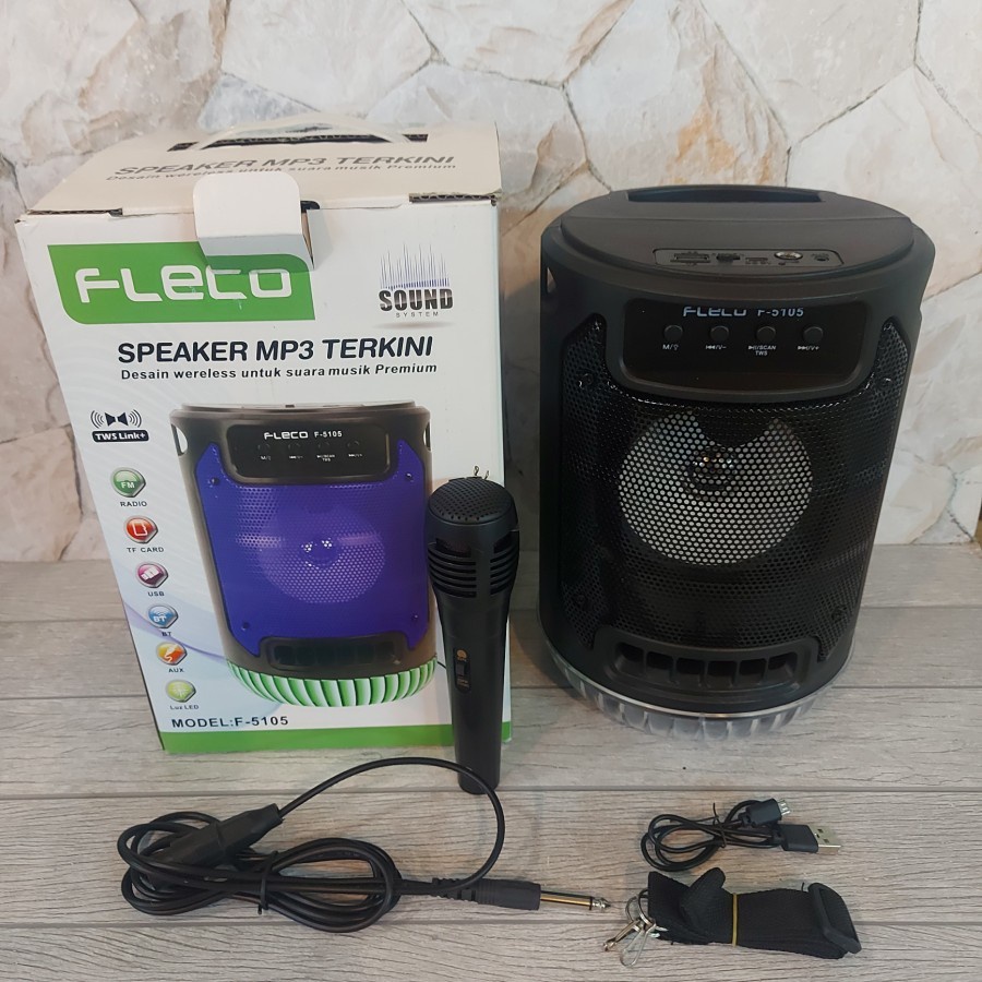 COD SPEAKER BLUETOOTH FLECO F-5105 LED PLUS MIC KARAOKE//SALON AKTIF//SPEAKER KARAOKE