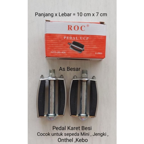 Pedal Sepeda Karet Besi Sepeda Mini / Onthel / Phoenix / Jengki AS BESAR Pantul Cahaya