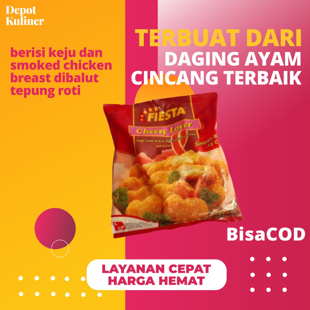 Fiesta Cheesy Lover 500GR - Naget  Ayam Isi Keju dan Daging Asap