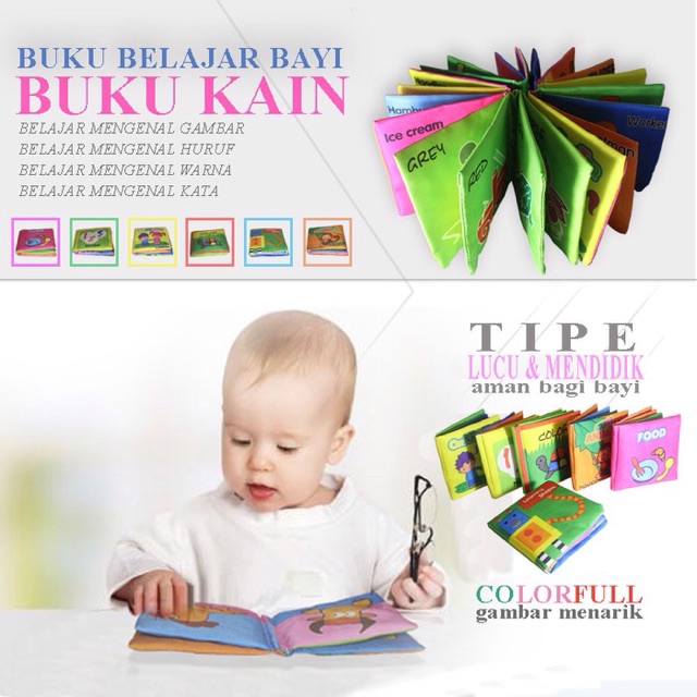 buku bantal bayi buku kain softbook mainan edukasi bayi 6 pcs