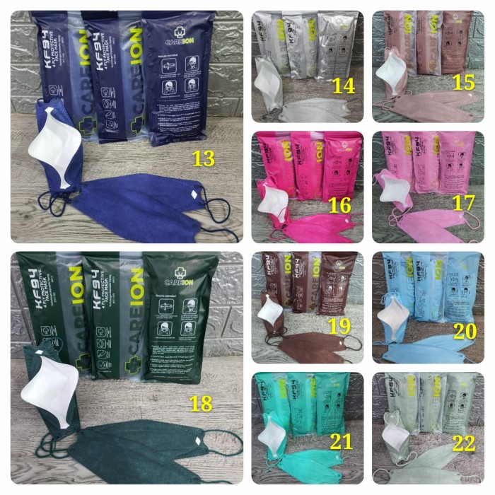 Masker KF94 CAREION 4ply Isi 10pcs High Quality Warna Warni ORIGINAL