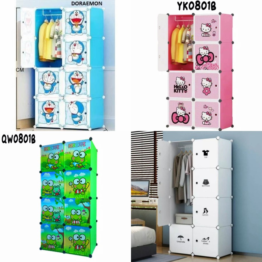 Lemari Pakaian Portable 8 Pintu + Gantungan Lemari Pakaian Plastik Susun Model Terbaru Berkualitas p