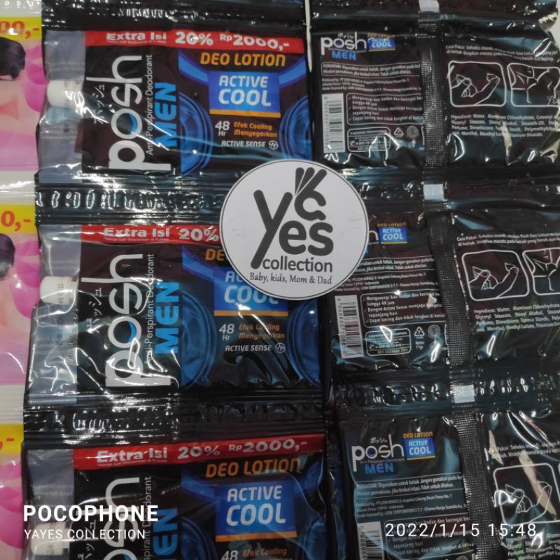 Posh Deo Lotion Renceng Sachet 1 PCS Girl Men Whitening Active Cool Deodoran Cewek Cowok