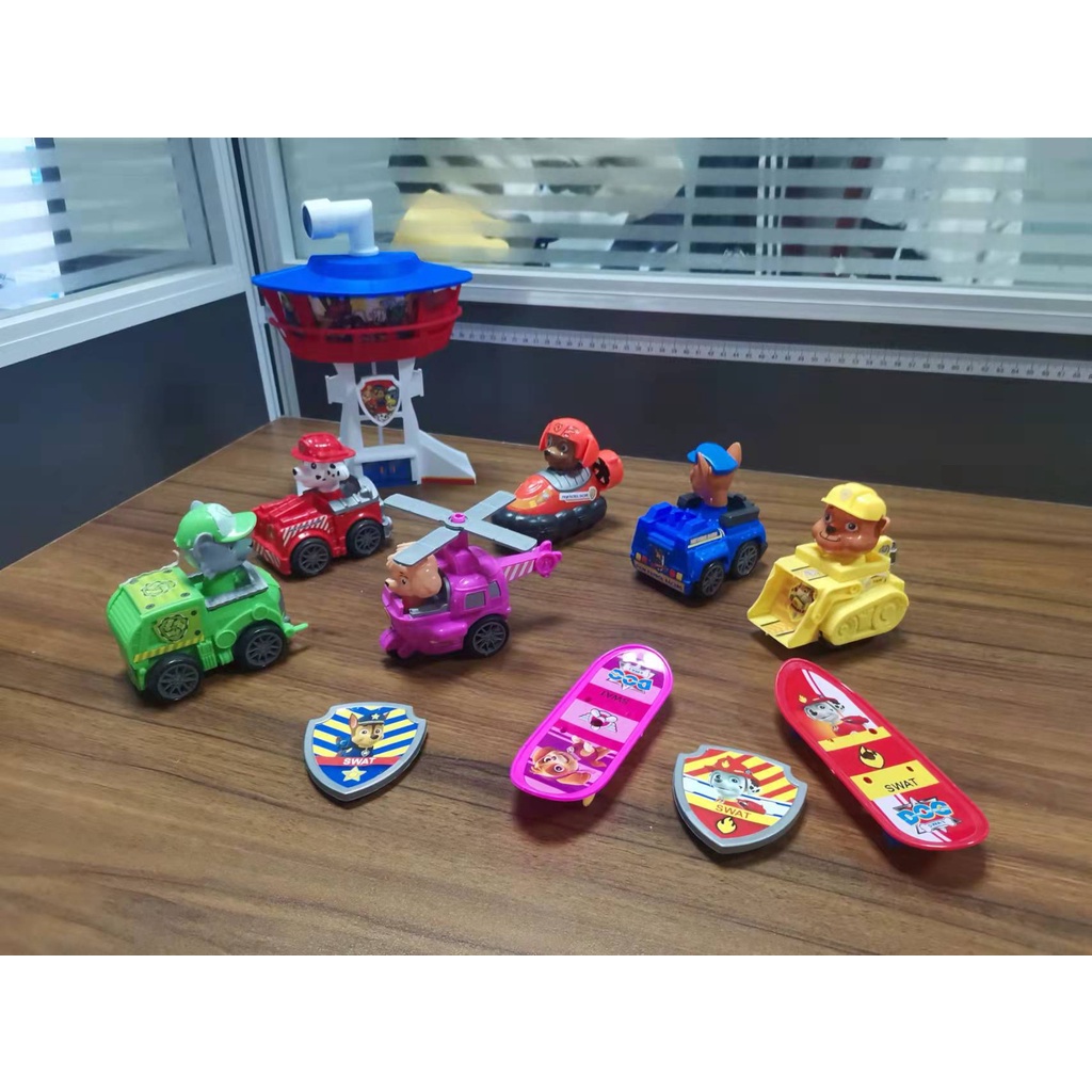 [Jualsemua18](2202)5pcs + Tower Mainan Anjing Patroli Set 6pcs Lengkap Stasiun Tower / Paw Patrol With Watch Tower