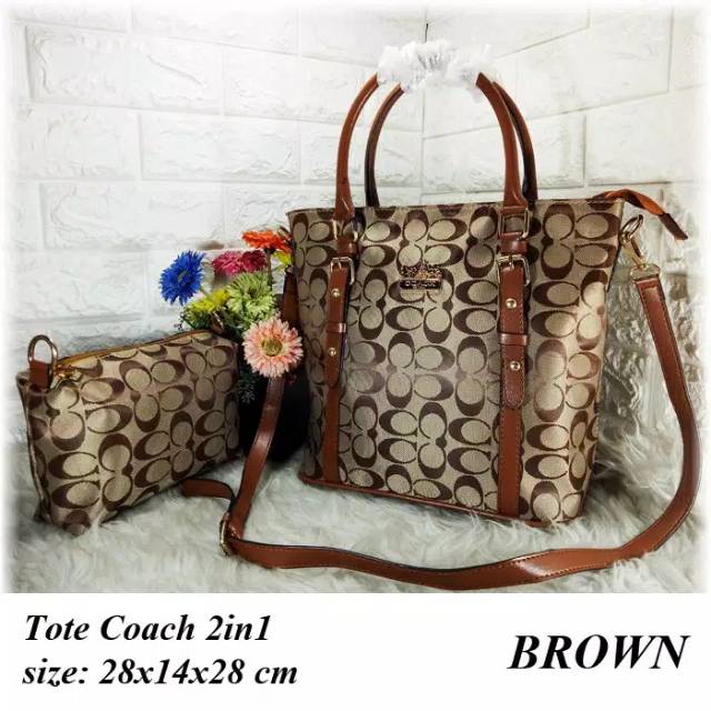 TAS RANSEL WANITA Tote Coach 2in1+ Ada Tas kecilnya