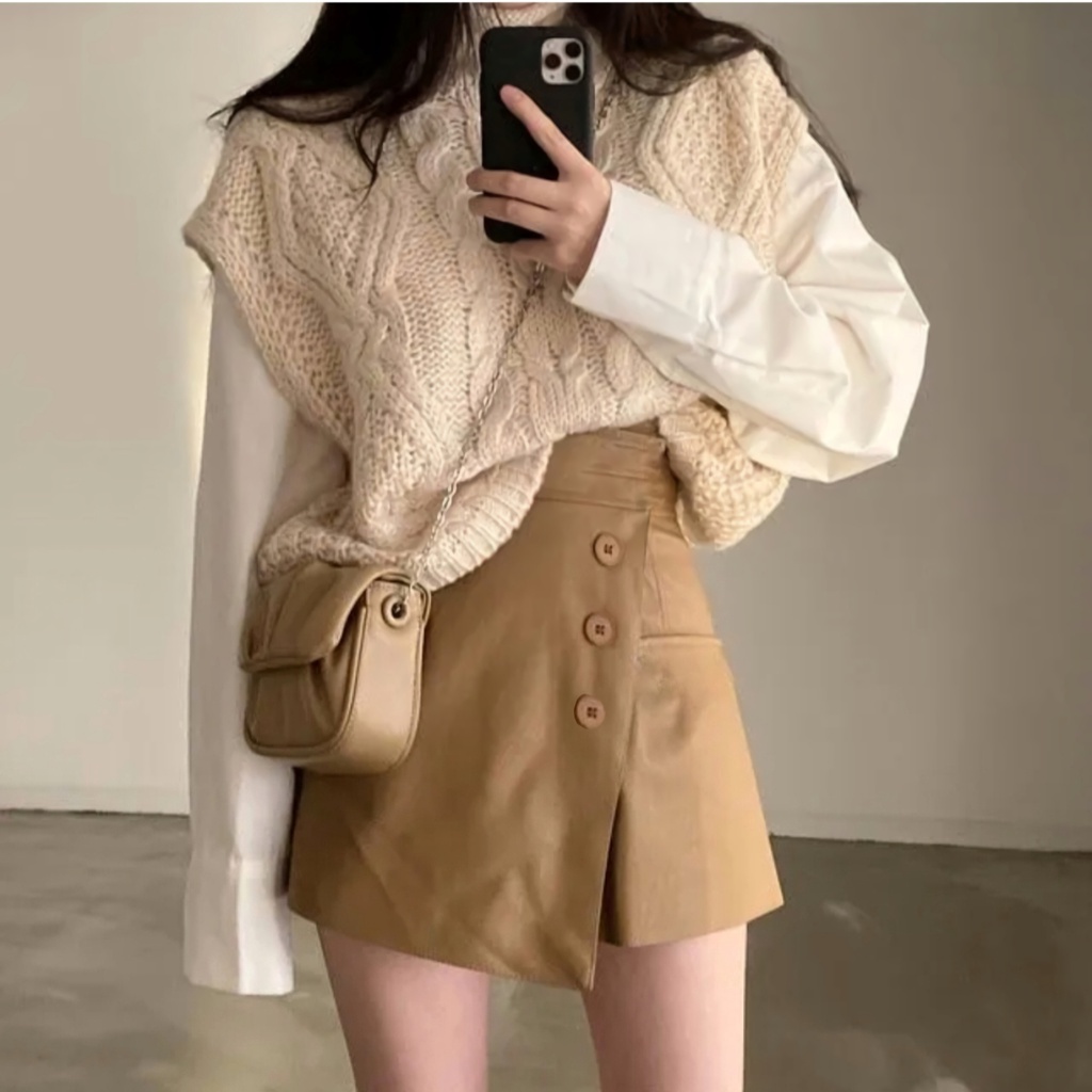 Korean Mini Skirt - Rok Celana Pendek Wanita Hotpants Terbaru -  Mini Skirt Style Korea Jumbo Santai