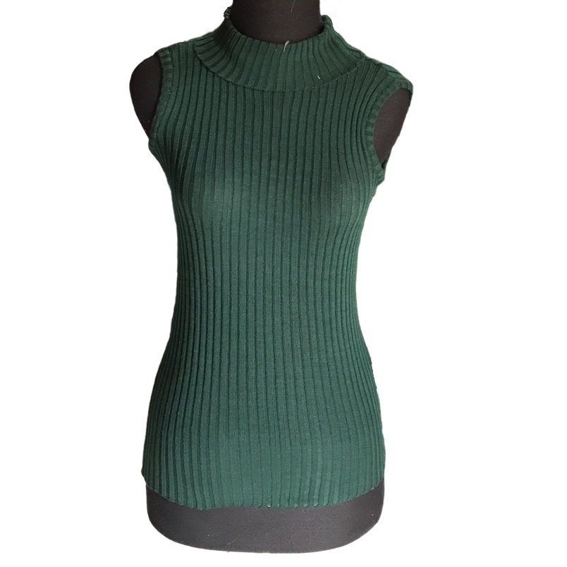 Turtle Neck Tanktop Rajut - Yukensi - Atasan Wanita-Hijau Botol