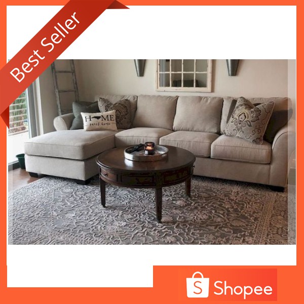 Sofa Tamu Set Modern Warna Grey dan Meja Opium Kayu