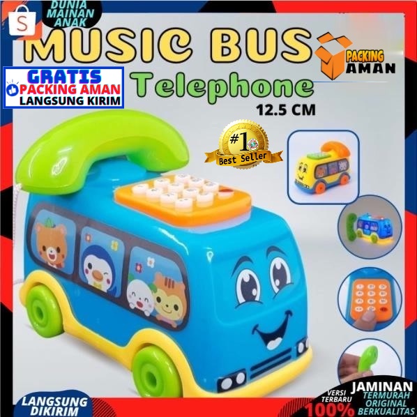 Mainan Edukasi Anak Music Bus Telephone Bentuk Bis Ada Lampu dan Musik / Kado Ulang Tahun