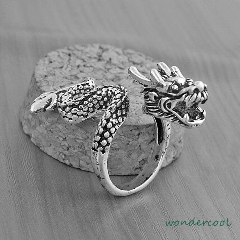 Cincin Tunggal Desain Hewan Naga National Gaya Retro-Won