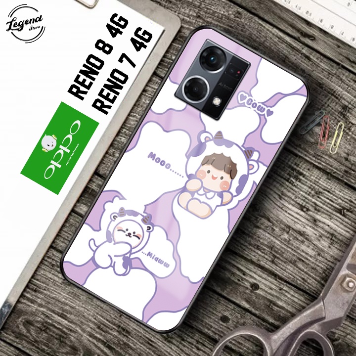 Softcase Glass Kaca Camera Protect - LS19 -  Softcase Kaca Mewah Oppo Reno 8 4G/Reno 7 4G  - Softcas