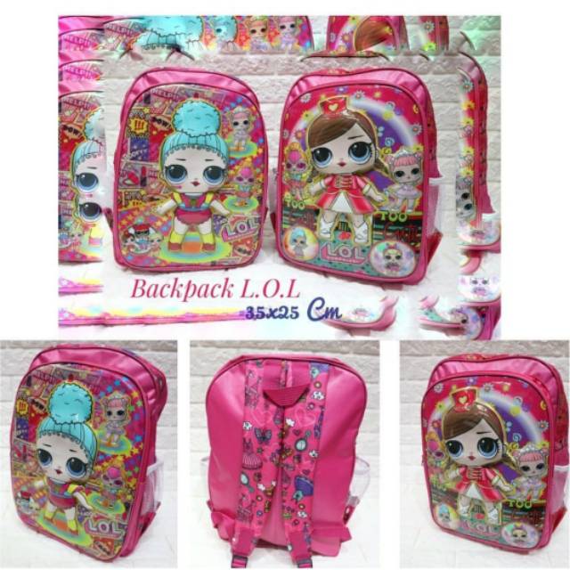 Tas Sekolah Anak Perempuan LOL Surprise 3D / Tas Karakter / Tas Ransel LOL Murah / Tas Karakter Timbul